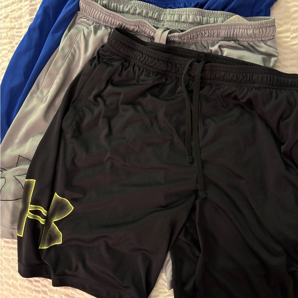 Under Armour Mens Fitness Basketball Shorts Lot of 3 - Black, Grey & Blue Nice!